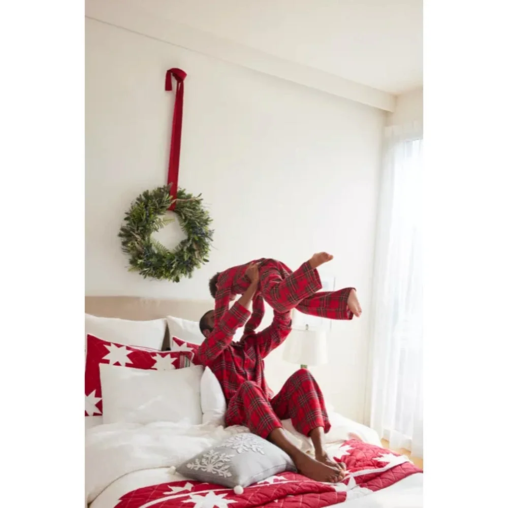 Christmas Kids Pajamas Red Tartan Plaid 2 Piece Set Classic S 6 7 Bee & Willow